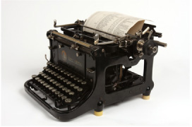 Typewriter used in Steven Spielbergs Holocaust film, Schindlers List, which received seven Academy Awards, including Best Picture and Best Director. Photograph by John Elder.