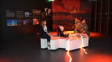 Yvonne and other visitors experiencing the exhibits at the Perlan Museum in Reykjavik